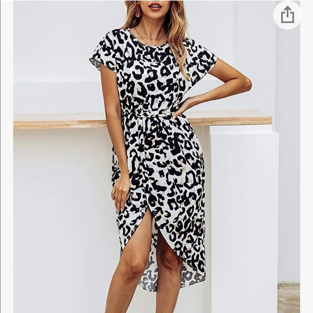 Animal Print Scoop Neck Dress